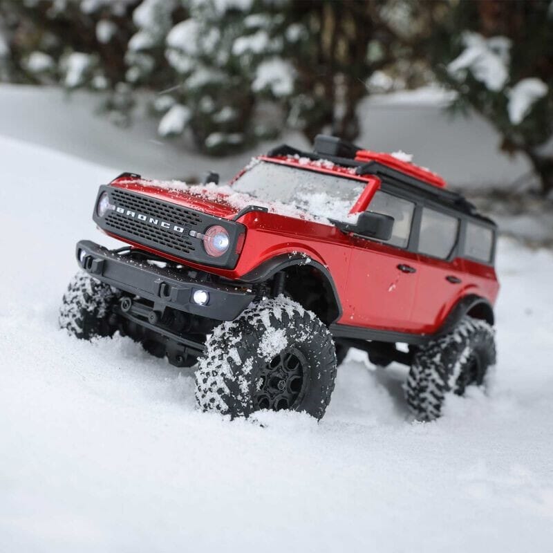 1-24 SCX24 2021 Ford Bronco 4X4 RTR Brushed Rock Crawler (Battery & Charger Included)  Red