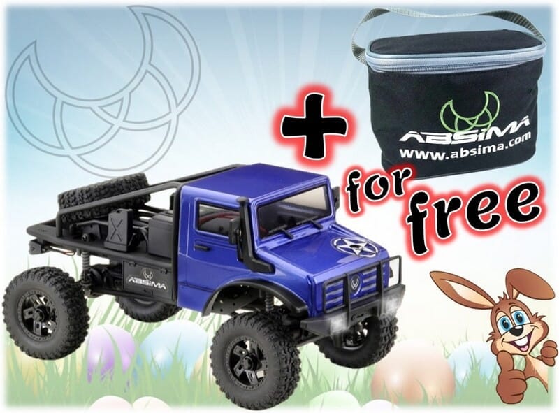 1:18 Crawler "Trail Hunter" 2-Gear blue RTR + Universal Bag DEAL 18031V2