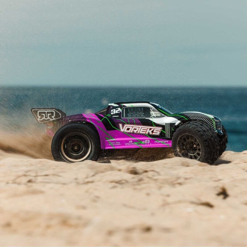 1-10 VORTEKS MEGA 550 Brushed 2WD Stadium Truck RTR with Battery & Charger  Purple