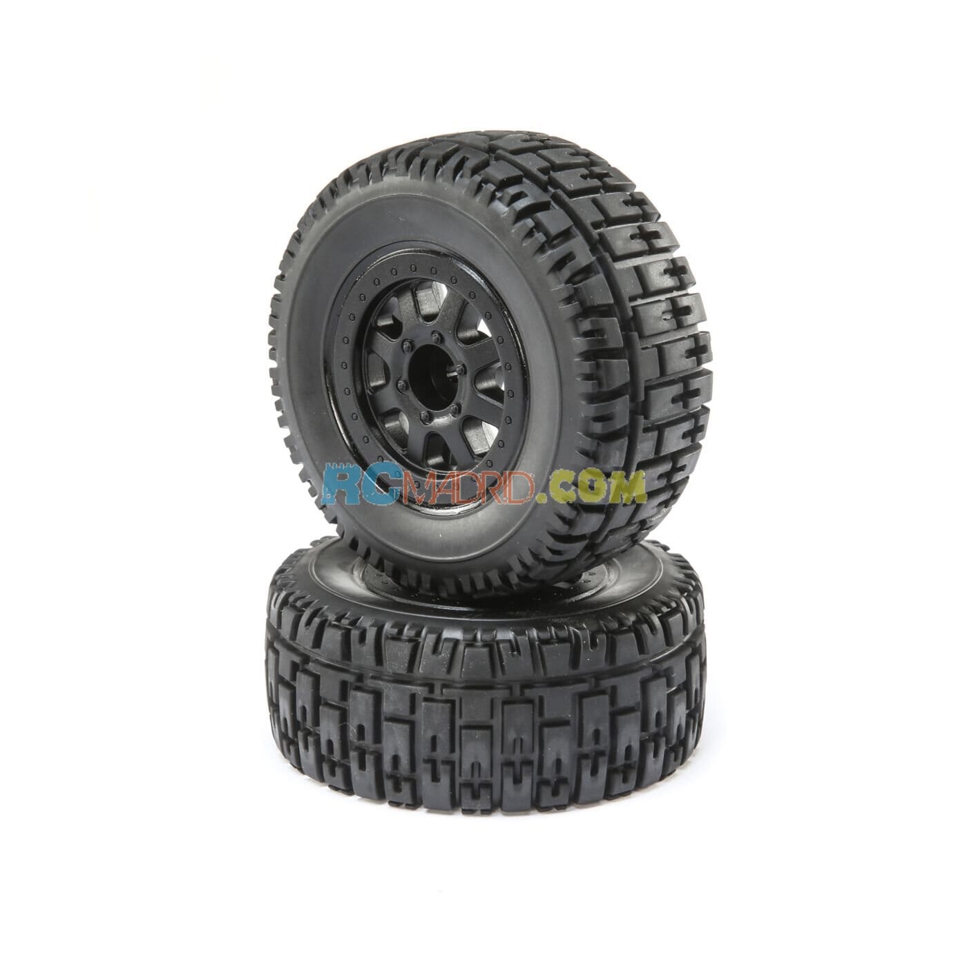 FR/R TirePrmntBlk Wheel (2)1/10 2wd/4wd Torment