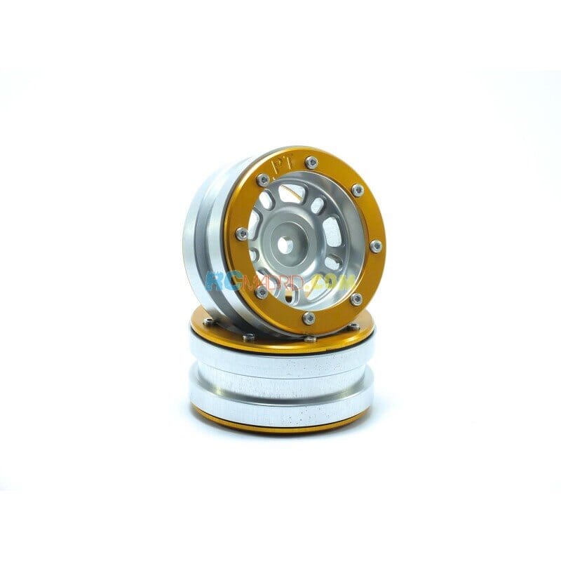 LLantas de Aluminio Beadlock PT-Distractor Plata/Dorada 1.9 (2 uds.) LLantas de Aluminio Beadlock PT-Distractor Plata/Dorada 1.9 (2 uds.)