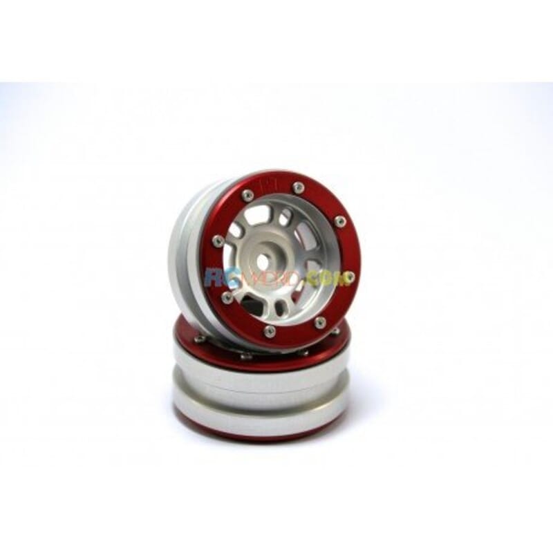 LLantas de Aluminio Beadlock PT-Distractor Plata/Roja 1.9 (2 uds.) LLantas de Aluminio Beadlock PT-Distractor Plata/Roja 1.9 (2 uds.)