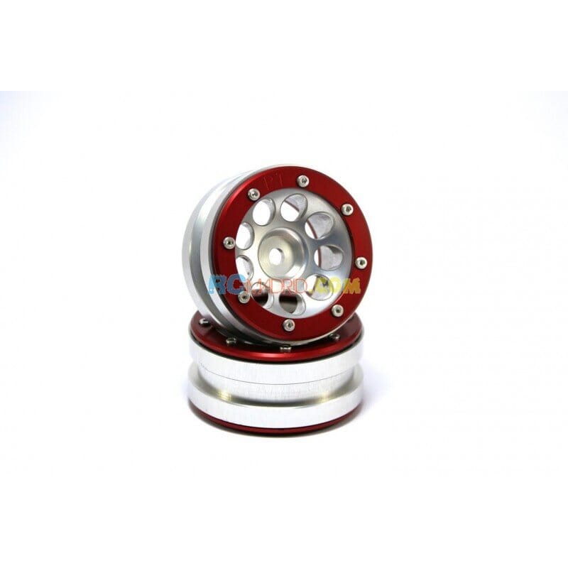 LLantas de Aluminio Beadlock PT-Ecohole Plata/Roja 1.9 (2 uds.) LLantas de Aluminio Beadlock PT-Ecohole Plata/Roja 1.9 (2 uds.)