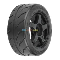 Neumáticos Toyo Proxes R888R 42/100 2.9" S3 (blando) Street BELTED montados en ruedas negras de 5 radios de 17 mm (2) para delit
