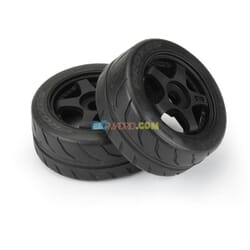 Neumáticos Toyo Proxes R888R 53/107 2.9" S3 (blando) Street BELTED montados en ruedas negras de 5 radios de 17 mm (2) para parte