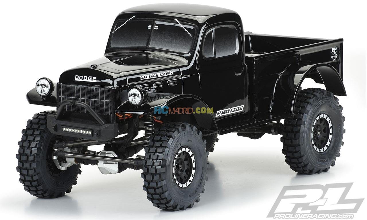 1946 Dodge Power Wagon Tough-Color (Negro) Carrocería para 12.3" (313mm) Scale Crawlers de distancia entre ejes (PRO349918)