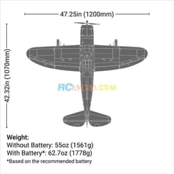 P-47 Razorback 1.2m BNF Basic con AS3X y SAFE