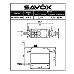 Servo Savox SC0254MGP (7.2Kgr / 0.14sec)
