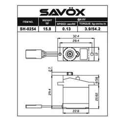 Servo Savox SH0255MG (3.9Kgr / 0.13sec)