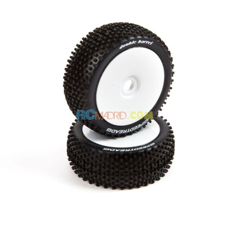 Ruedas 1/8 Double Barrel™ Buggy montada blanco (2) Ruedas 1/8 Double Barrel™ Buggy montada blanco (2)