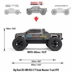 Coche BIG ROCK 1/7 6S 4X4 BLX Monster Truck RTR Gris Metálizado