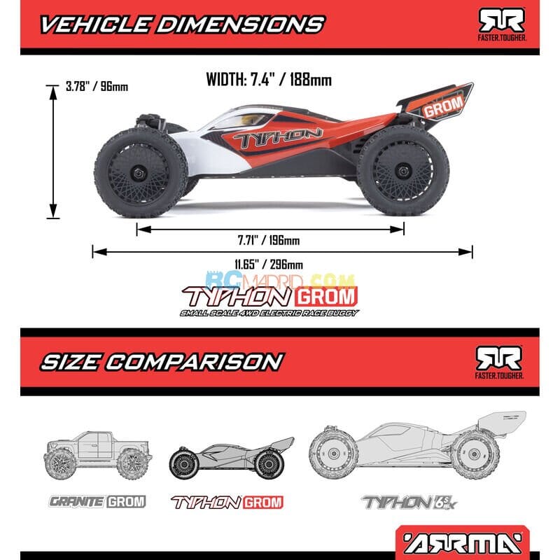 Coche TYPHON GROM MEGA 1/18 4X4 Buggy RTR con bateria y cargador