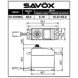 Servo Digital Savox SC0252MG  (10Kg / 0.19ms)