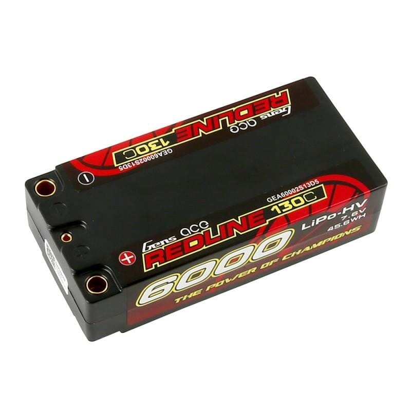 GENS ACE REDLINE 2.0 SERIES 6000 mAh SHORTY 7.6V HV 140C 2S2P HC 5,0mm BANANA BULLET