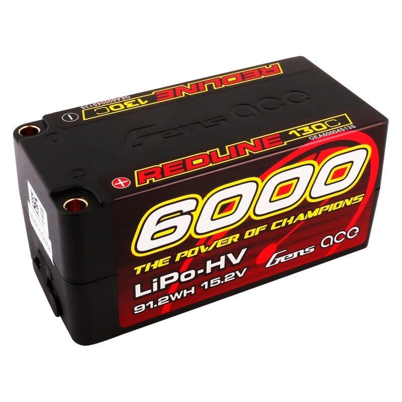 GENS ACE REDLINE SERIES 6000 mAh SHORTY 15,2V HV 130C 4S2P HC 5,0mm BANANA BULLET