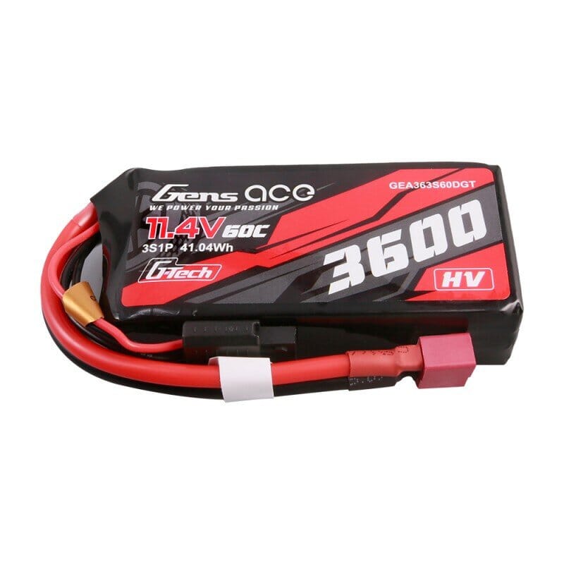 GENS ACE G-TECH 3600 mAh 11.4V 60C HV 3S1P WITH T-PLUG 
