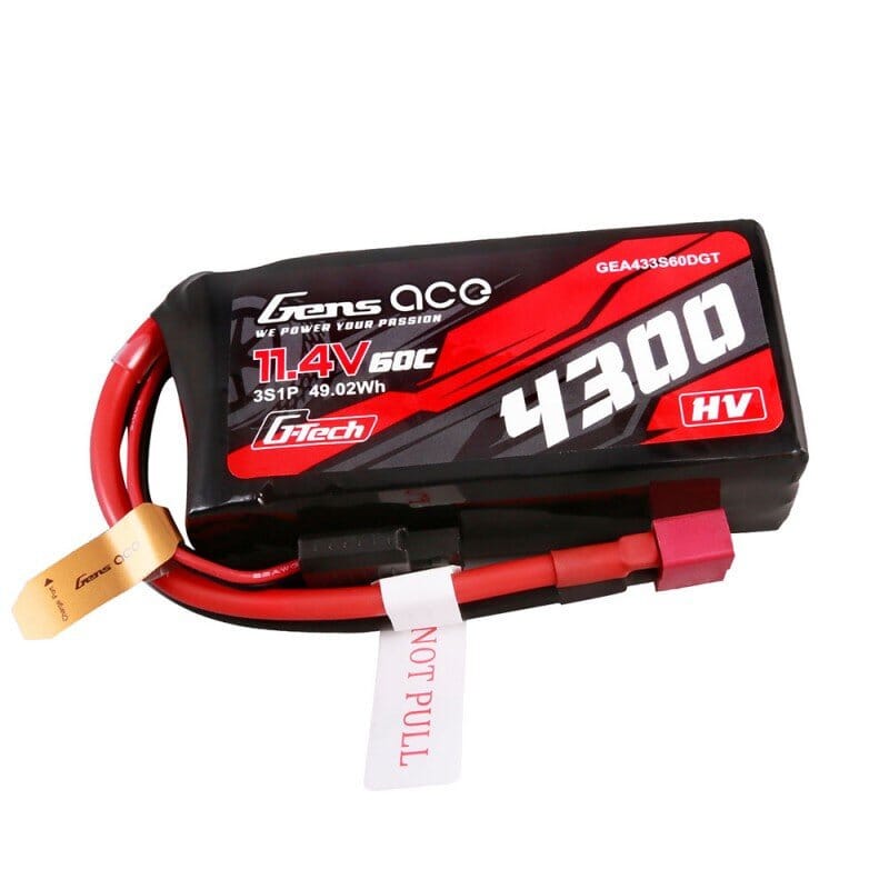 GENS ACE G-TECH 4300 mha 11.4V 60C HV 3S1P WITH T-PLUG