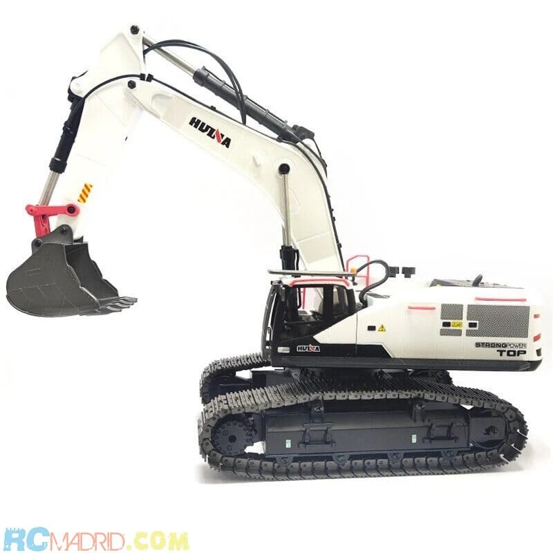 Excavadora Huina 1594 1/14 Blanca Metálica 2,4GHZ